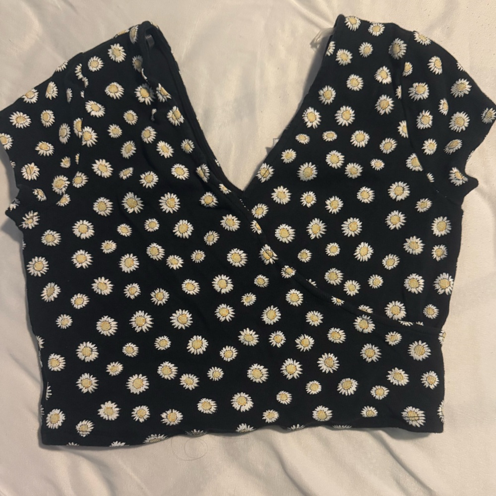 Floral Black Crop Top